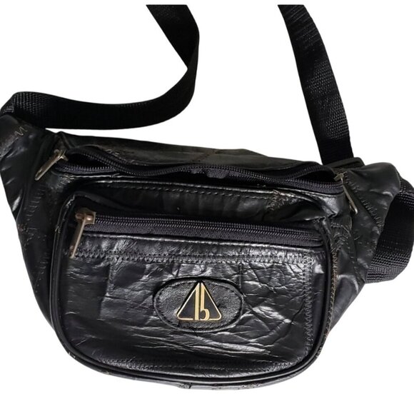 Vintage 90s Y2K Patchwork Fanny Pack Belt Bag with Multi-Zip Compartments & Adju - Picture 2 of 9